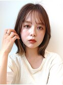 切りっぱなし/外ハネミディアム/インナーカラー/くびレイヤー