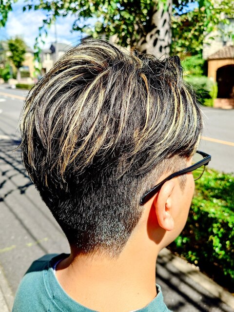 MEN’S HAIRハイライトマッシュパーマ〈理容室〉東浦和メンズ