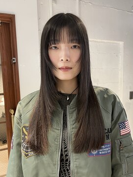 コフィー バイ メルト 吉祥寺(cofy by melt) 【中澤彩乃】顔まわりレイヤーロングぱっつん前髪グレージュ