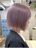 ナチュラルボブミニボブミルクティーベージュ切りっぱなしボブ