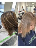 ハイライト解除からのやわベージュ[倉敷][岡山][倉敷美容室]