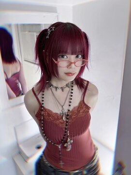 キイ 原宿 表参道(K.e.y) ブリーチ／レッドカラー／シャギーウルフ／シャギーレイヤー