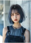ナチュラルボブルフ小顔ワンレンイメチェンハイトーンカラー