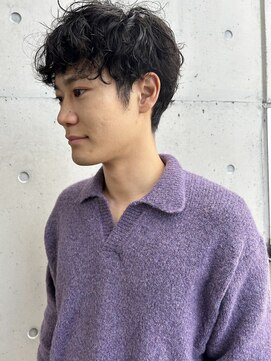 アチーブリス(achieve Liss) メンズニュアンスパーマ爽やかショート黒髪スタイル