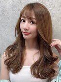 韓国レイヤー　顔まわりレイヤー　韓国ヘア　くびれミディ