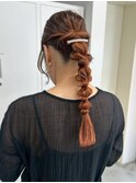 ヘアアレンジ 編みおろし ローポニー 結婚式 ライブ お呼ばれ