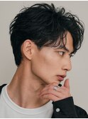 渋谷ニュアンスパーマメンズカットオールバックフェザーパーマ