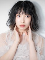 カバーヘアアンドスパ ブリス 浦和(COVER HAIR&SPA bliss)&nbsp;イヤリングカラー外ハネカール黒髪小顔ボブパーマz浦和20代30代