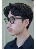大人ニュアンスパーマ　センターパート
