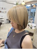 アンブレラカラー×切りっぱなしボブ×髪質改善