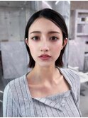 黒髪ボブルフネビージュ小顔ワンレン顔まわり韓国レイヤーカット