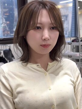 クレム 博多駅店(ChLem) 長めボブ　オリーブベージュ　くびれ巻き　博多美容室