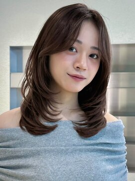 ノイ 銀座(noi) 顔周りレイヤーカットくびれヘアミルクティーベージュカラー