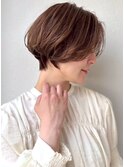 ひし形前下がりショートボブ/大人美シルエット夏カラーp上尾
