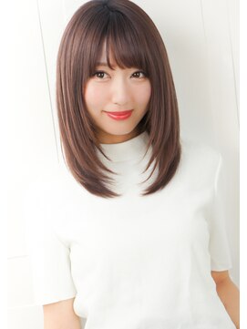 ルエ(rue) 30代40代◎ゆるふわボルドーグレージュ小顔ワンカールセミディ☆
