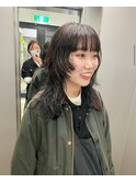 ボブパーマ/黒髪パーマ/切りっぱなしボブ/ショートボブ