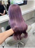 7617ラベンダーパープルハイトーンカラー波巻きレイヤーロング