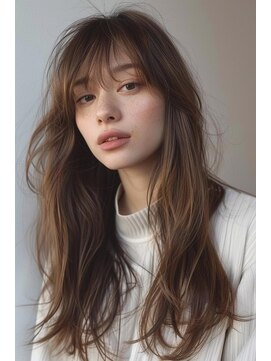 ラナ 新宿(lana) ロング/シースルーバング/ブラウン/【lana hair新宿】