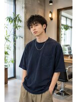 MEN's Baguz MEN'Sカット/ MEN'Sパーマ/ MEN'Sカラー 無造作スパイラルパーマ韓国風マッシュ束感メンズスタイル