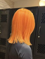 ヲタク 渋谷 代官山 恵比寿(wotaku.) オレンジカラーハイトーン暖色カラー切りっぱなしボブブリーチ