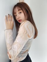 ネイヴィル オモテサンドウ(navile omotesando)&nbsp;ぱつんとバングにオレンジベージュロングレイヤー