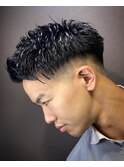 フェードツーブロックアップバングショート