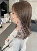 【梅田】インナーピンクインナーカラーホワイトピンク艶髪カラー