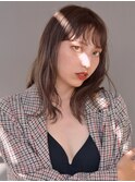 ウェーブヘア　前髪カール　レイヤー　ベージュ【天神/今泉】