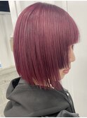 □ ハッシュカットグレージュデザインカラーツートンカラー