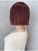 say.黒髪ミニボブルフネビージュ小顔ワンレンブリーチレッド暖色