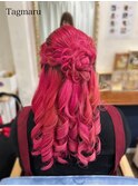 推し活ヘアメ☆お花の編み込みハーフアップ☆