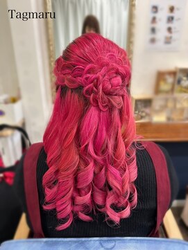 タグマル(Tagmaru) 推し活ヘアメ☆お花の編み込みハーフアップ☆