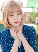韓国風ハイトーンカラー小顔切りっぱなしボブc6志木10代20代30代