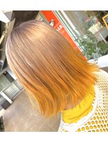 ヘアスペース エーアイアール(Hair Space A.I.R) 外はねボブ×ミルクティーベージュ×イエロー