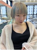 ダークアッシュ/ミディアムレイヤーカット［髪質改善/縮毛矯正］
