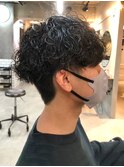 波巻きツイストスパイラルパーマメンズカットツーブロック