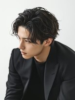 センターパート　ニュアンスパーマ