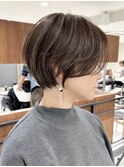 ハイライトバレイヤージュダブルカラーショートカット30代40代