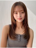 小顔 前髪 レイヤーカット ホワイトグレージュ"