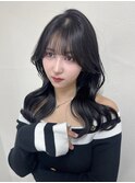 顔まわりレイヤー 艶カラー 暗髪 韓国風 髪質改善 福岡美容室