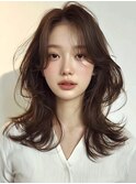 韓国レイヤーカット/顔まわりレイヤー/ミディアムウルフ