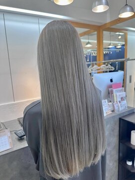 ユニ バイ マグ 長野店(Uni.by Mag) 透明感◎ハイトーンロングヘアダブルカラーブリーチグレージュ