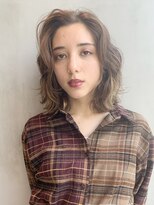 アルバム 銀座(ALBUM GINZA) かき上げウェーブヘア_外ハネボブアッシュブラウン_26994