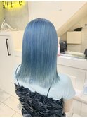 ライトブルー　ダブルカラー　ケアブリーチ