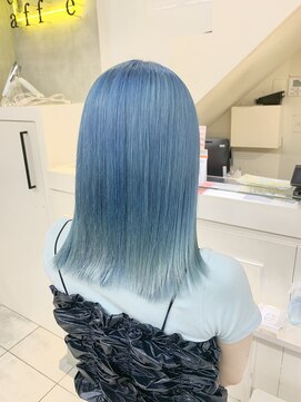 ネオリーブカフ 鶴ヶ峰店(Neolive caff) ライトブルー　ダブルカラー　ケアブリーチ
