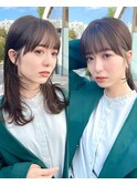 ナチュラル小顔前髪あり後れ毛サイドバング結べるボブくびれヘア