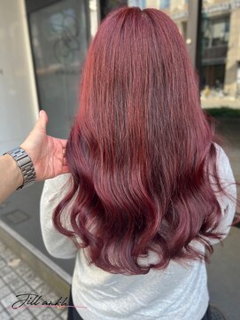 ジル アンク(Jill ankh) 《姫路　Jillankh》ピンクレッド　ダブルカラー　髪質改善