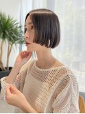 ボブ/前上がりボブ/オリーブカラー