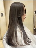 レイヤーカット/縮毛矯正/透明感カラー/顔まわりカット