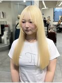 16123ブリーチ＆ダブルカラー金髪ホワイトブロンドレイヤー